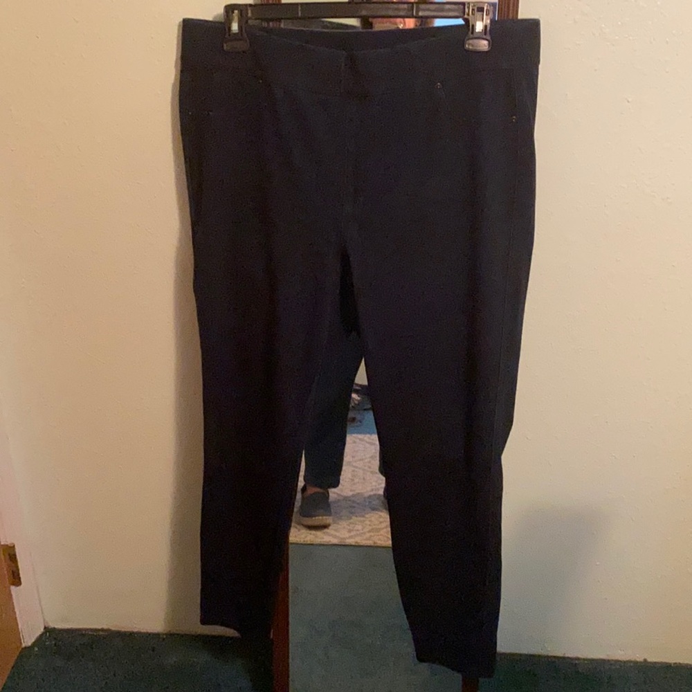 Brand new dress pant. Dark blue. Stretch. Comfortable.
